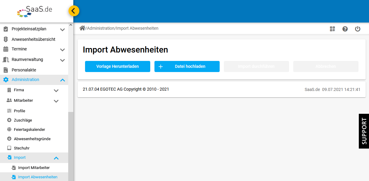 Import Abwesenheiten