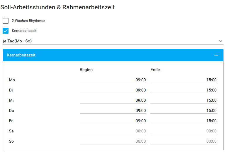 Kernarbeitszeit Kernarbeitszeit