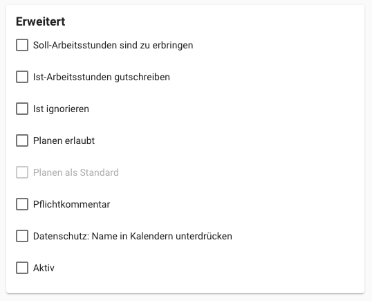 Abwesenheitsgrund - Erweitert
