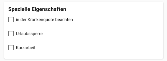 Abwesenheitsgrund - Spezielle Eigenschaften