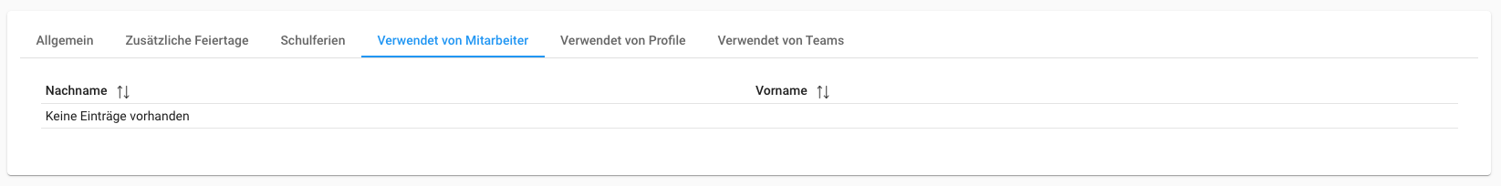 Feiertagskalender erstellen:bearbeiten - Verwendet von Mitarbeitern