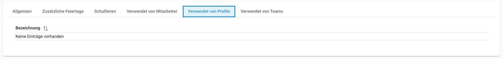 Feiertagskalender erstellen:bearbeiten - Verwendet von Profilen