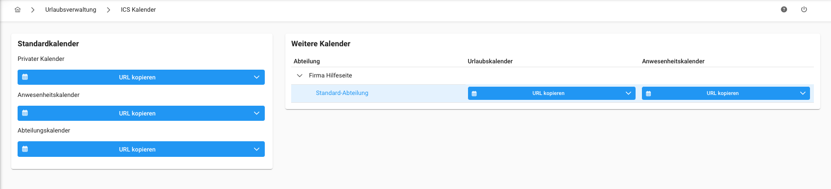 ICS Kalender - Gesamtübersicht